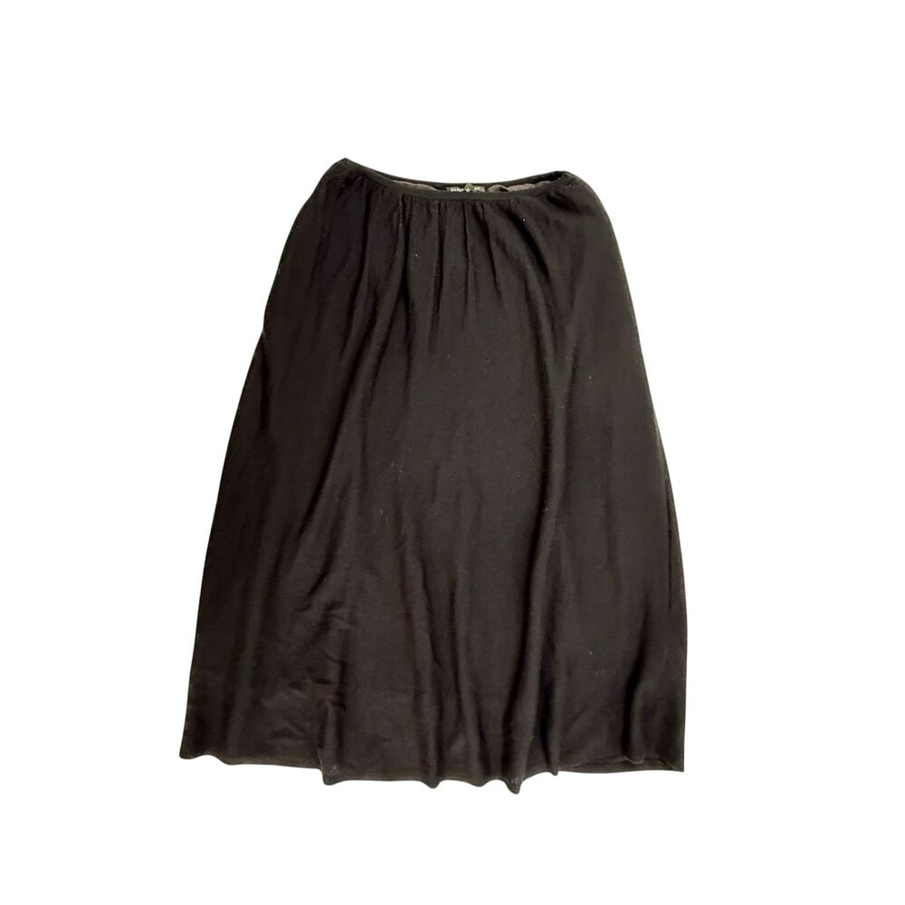 Eileen Fisher Merino Wool Knit Gathered Midi Skirt XXS Silk Lined Italian Yarn